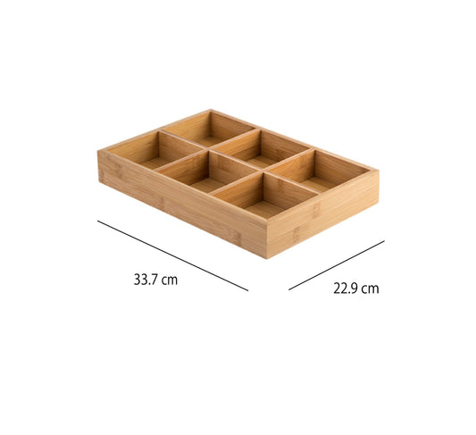 日式醬料碟竹盤 | 竹木 | 長 33.7 cm 實木 六格竹盤