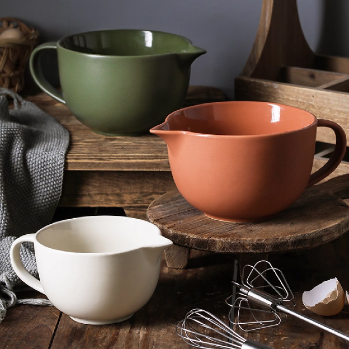 鳥嘴單把磨砂陶瓷攪拌杯 | 3色 | 直徑12~15 cm 陶瓷 醬料杯