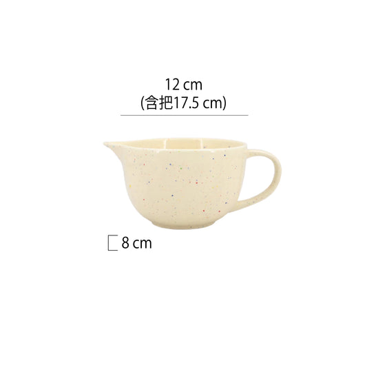 鳥嘴單把磨砂墨點陶瓷攪拌杯 | 4色 | 直徑12~15 cm 陶瓷 醬料杯
