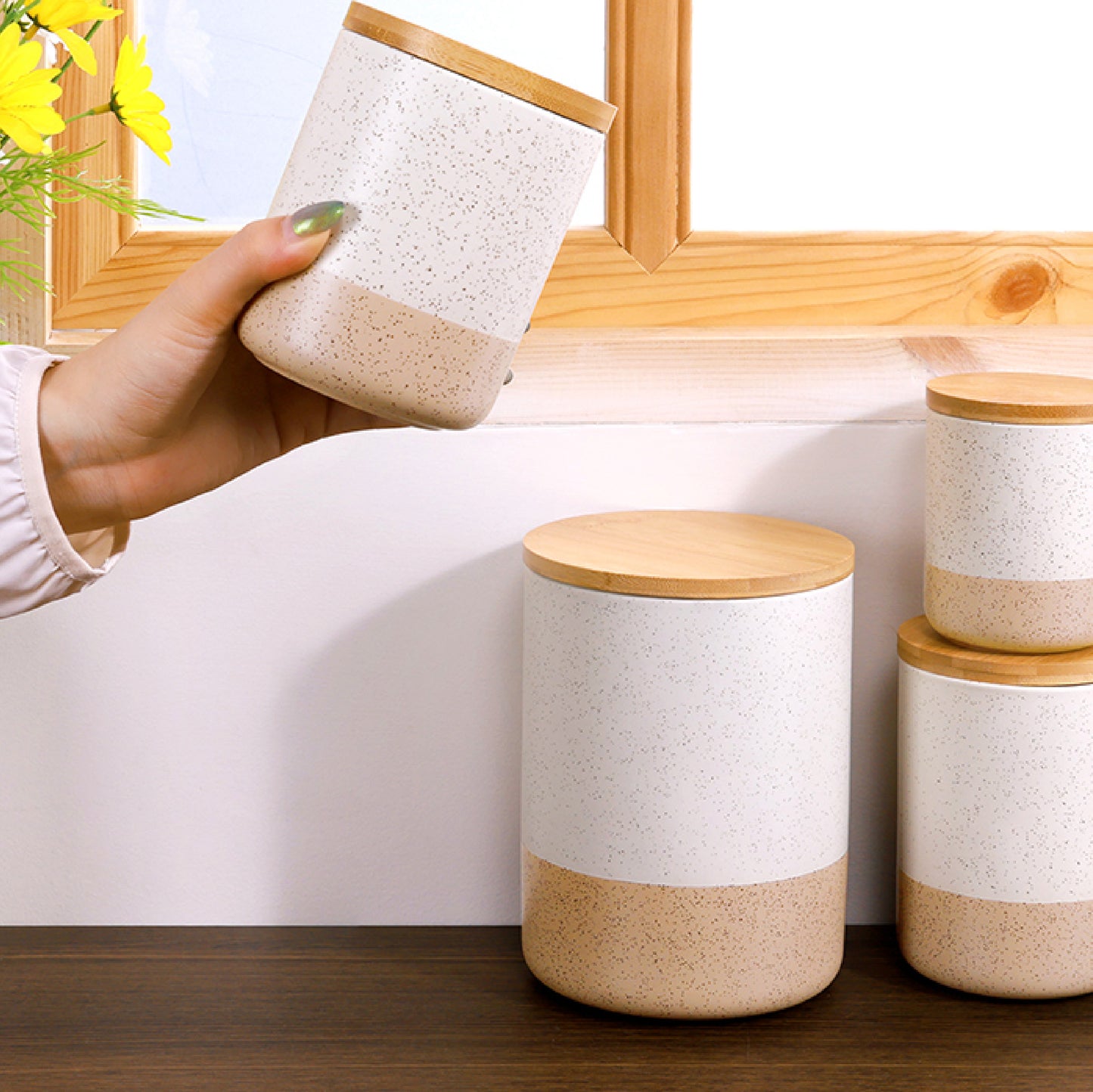 麻點雙色陶瓷收納罐(無蓋) | 直徑8.8~14.2 cm 陶瓷 收納罐