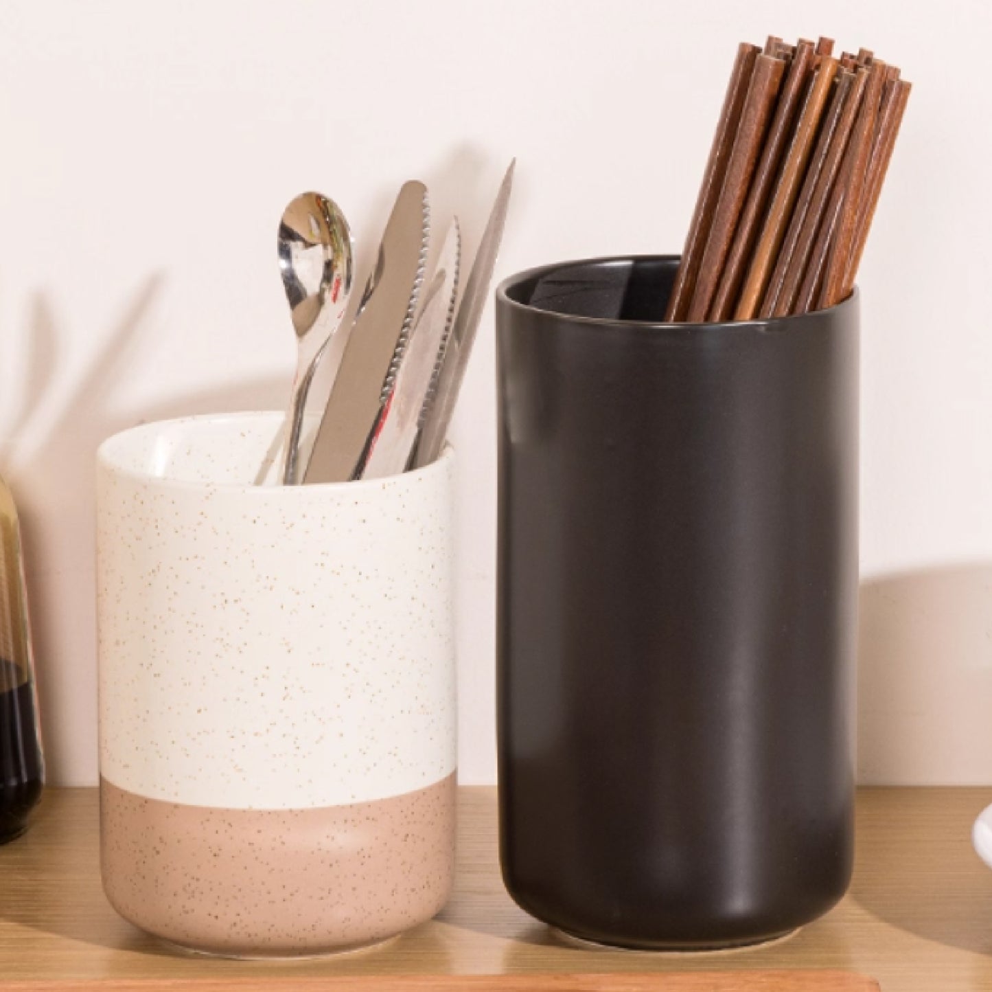 麻點雙色陶瓷收納罐(無蓋) | 直徑8.8~14.2 cm 陶瓷 收納罐