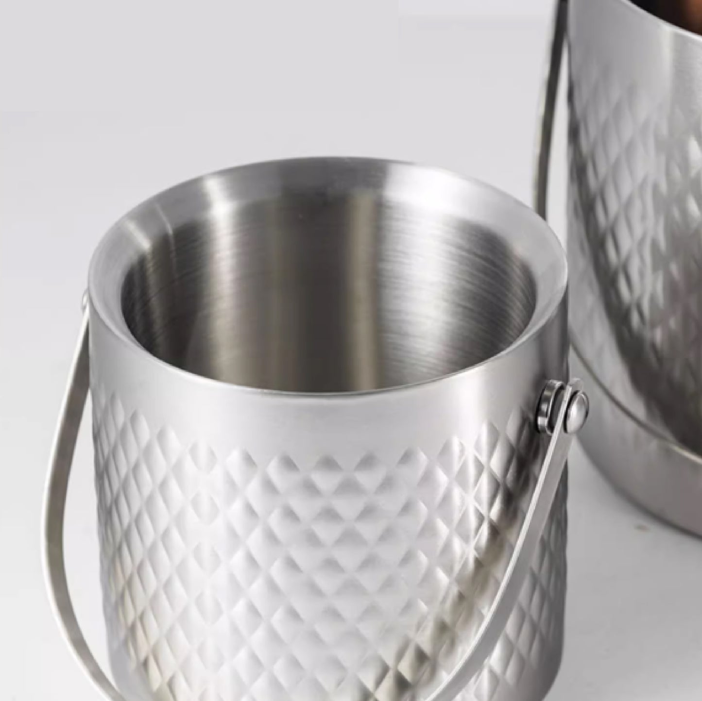 雙層不鏽鋼密封冰桶 | 菱格紋/木紋 | 1.4~3L 不鏽鋼 冰桶