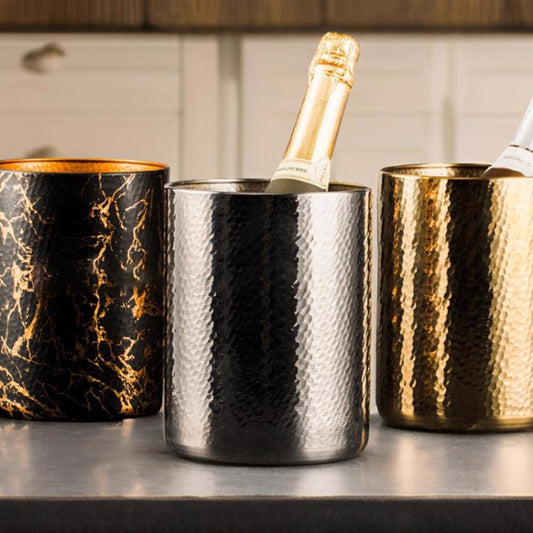 不鏽鋼魚鱗紋香檳桶 | 金銀黑 | 口徑15 cm 不鏽鋼 冰桶