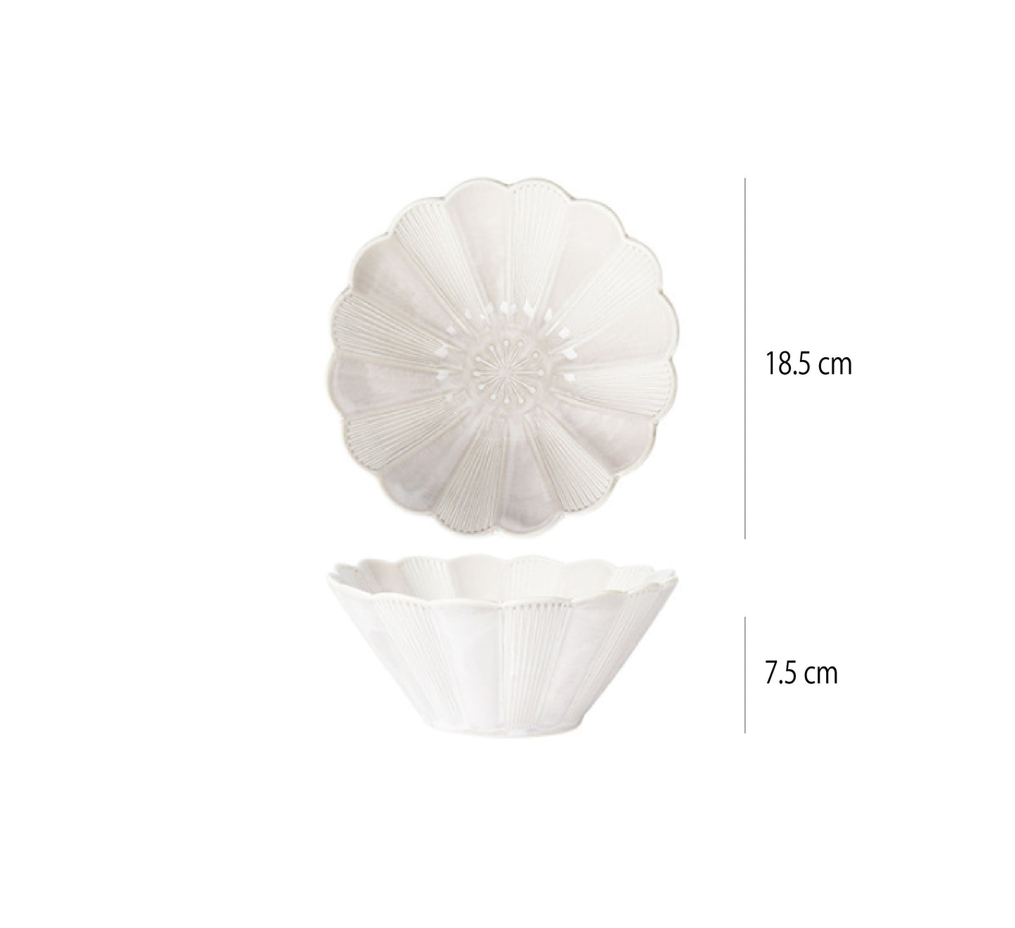 窯變釉碗 | 白韻 | 18.5 cm 陶瓷 中花型喇叭碗