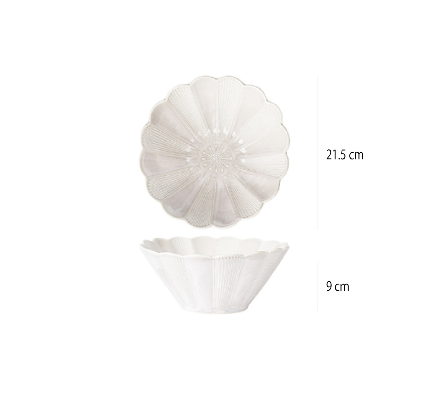窯變釉碗 | 白韻 | 21.5 cm 陶瓷 大花型喇叭碗