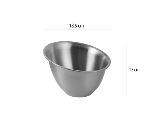 金屬沙拉碗 | 啞光銀 | 18.5 cm 不鏽鋼 大斜口碗